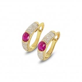 Yellow Gold Ruby and Diamond Earrings Yellow Gold Ruby and Diamond Earrings